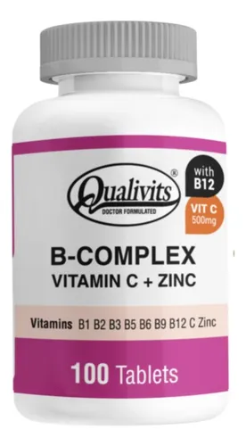 Qualivits B-complex + Vitamina C + Zinc 100 Tabletas Sabor Sin sabor