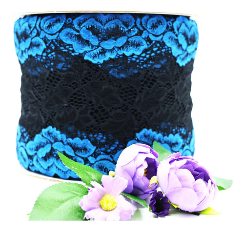 Rollo De Encaje Bicolor Floral De Alta Calidad 7014 Hade