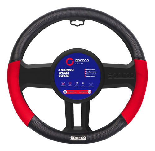 Cubrevolante Sparco Negro Con Rojo Fibra Carbono Sps121bk