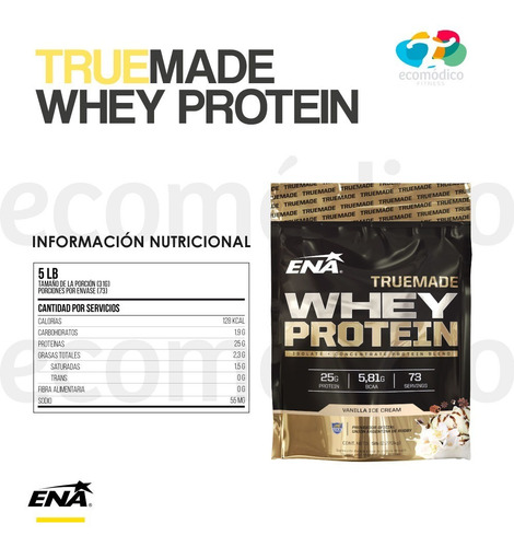 Imagen 3 de 7 de True Made Whey Protein 5lb (2.27 Kg) Truemade Isolate Ena