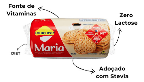 Biscoito Maria Lowçucar Zero Lactose Diet 110g Kit Com 12
