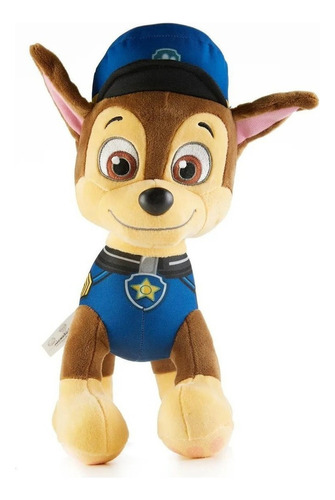 Peluche Chase 1328 Sunny Brinquedos  Paw Patrol marrón, azul y crema tamaño grande