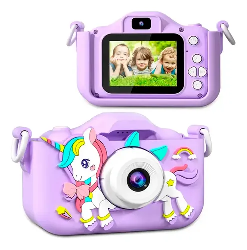 Câmera Digital Infantil Unicórnio + Leitor Usb + Cartão 32gb