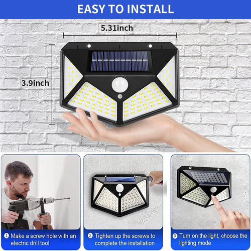 Luz Con Sensor Solar, Lámpara De Pared De Inducción Para Cue
