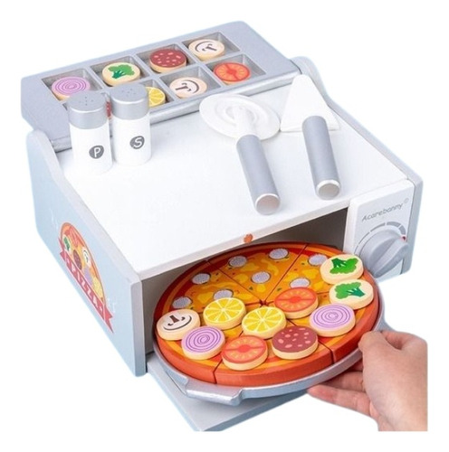 Horno Para Pizza Juguete Niños De Madera Juego Didactico