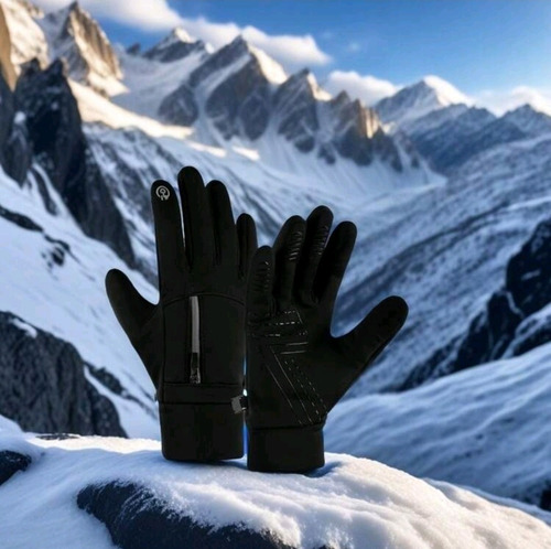 Guantes Termicos Cálidos Impermeables Mujer Bolsillos Tactil Negro L