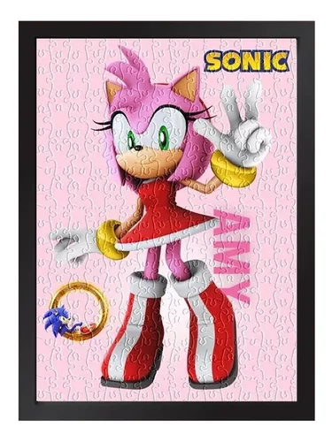 Quadro Personagem Da Série Sonic Amy Rose Com Moldura