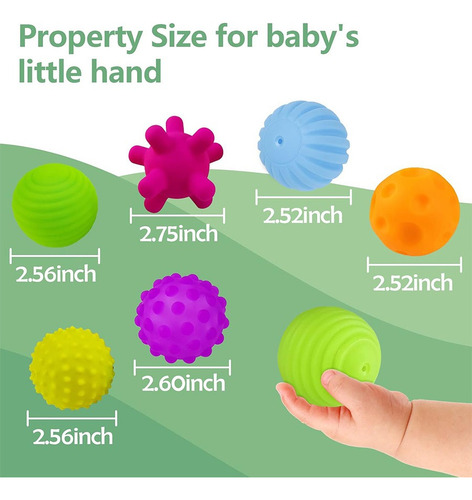 6 Bolas Texturizadas Para Bebés De 6 A 12 Meses De Edad, Par