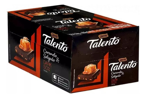 Chocolate Talento Dark 50% Cacau Caramelo Salgado C/15 de 75g