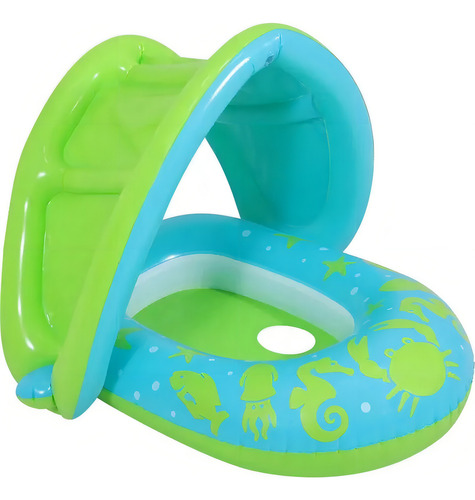 Flotador Lancha Marino Techo Protector Uv Niña Bestway 34091 Color Verde Lima