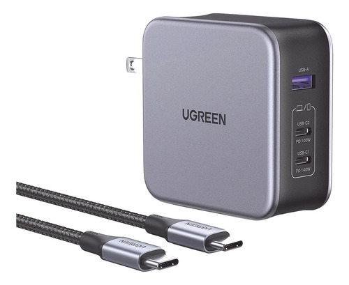 Cargador 140w 3 Puertos Carga Rápida 2 Usb-c Usb-a 