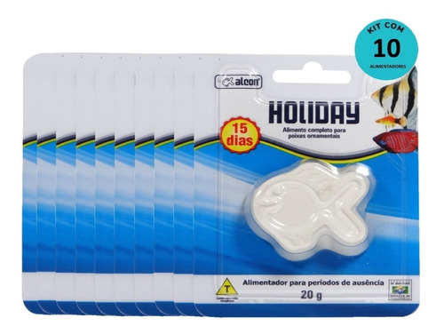 Kit 10 Alcon Holiday 20g- Ração De Peixes Férias 15 Dias