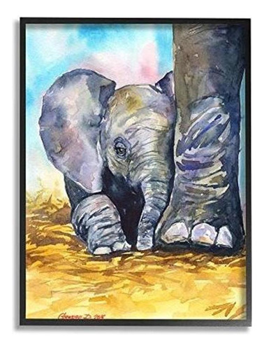 Stupell Industries Baby Elephant At Feet Portrait Vibra