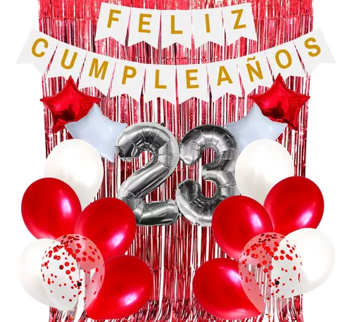 Combo Globos Cumpleaños Rojo Decoracion Numeros