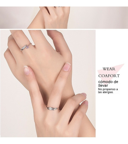De 2pcs Anillo Pareja Alas De Ángel Anillo Regalo San