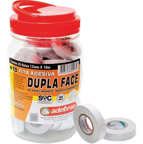 Fita Adesiva Dupla Face Papel 410 12mm X 10m - Pote
