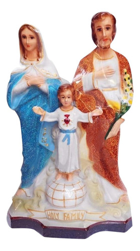 Figura De La Sagrada Familia Con Niño, Escultura Católica,