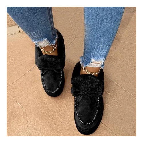 Botas De Nieve Planas Casuales Con Punta Redonda Para Mujer