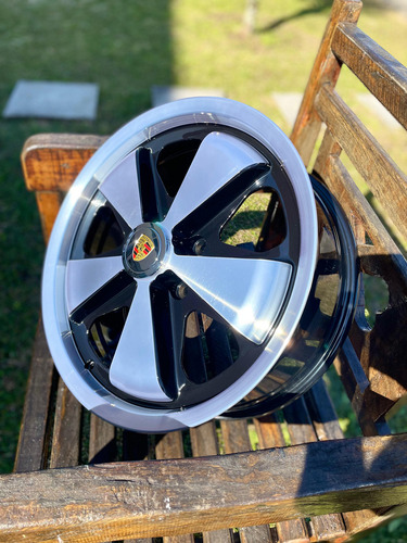 Jogo Roda Fuchs Aro 17 Porsche 5x112 + Bicos Cor Preta Diamante