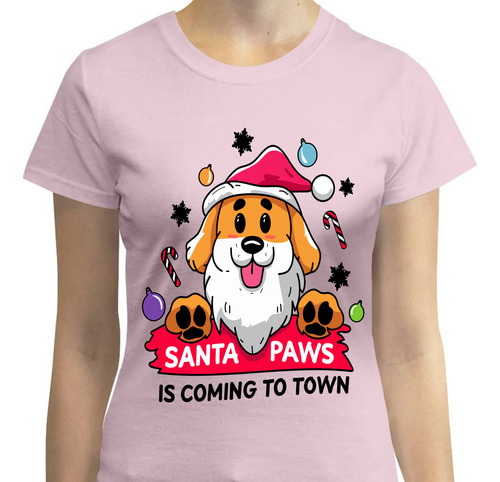 Playera Diseño Santa Paws Is Coming - Navidad - Regalo