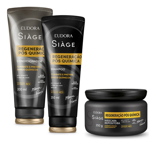 Kit Siàge Regeneração Pós Química Shampoo + Cond + Máscara