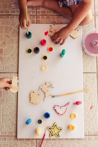 Kit Pinte e Brinque - Presépio de Natal em Madeira para Colorir e