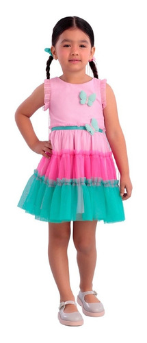 Vestido Infantil Mon Sucré Tule Flower Bunny 22142 B.e.