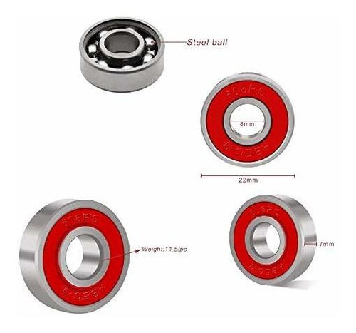 Imagen 2 de 6 de Rodamiento Para Monopatine Longboards Patin Linea Rodillo 8