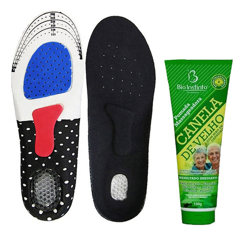 Palmilha Gel Silicone + Pomada Canela De Velho Para Dor Tamanho Da Palmilha 35-40