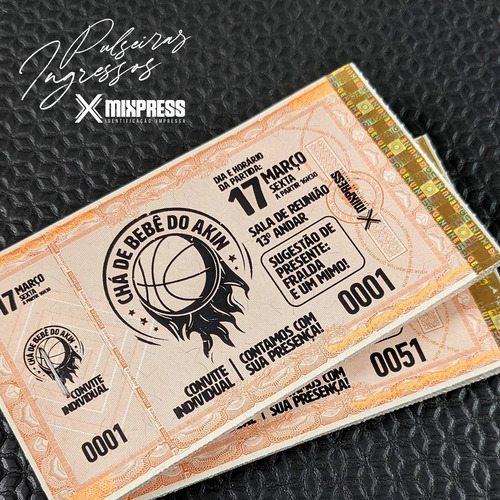 Imagem 3 de 6 de Ingresso Convite Personalizado P&b Festa Evento. 150 Unids