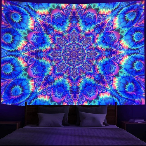 - Tapiz Fluorescente De Ratán Mandala Champiñón