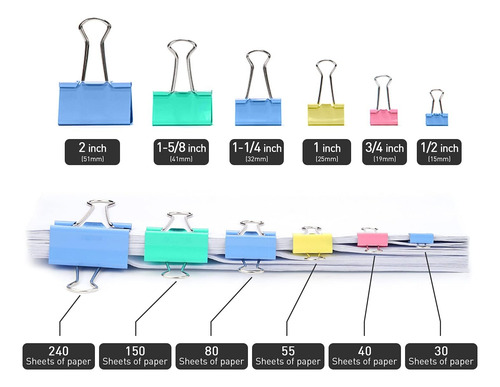 Clips Pequeños Para Carpeta 80 Unidades Colores En Caja