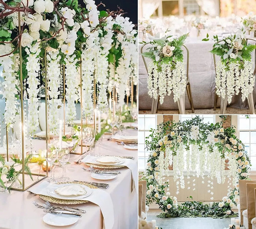 12 Flores Falsas, Flores Artificiales De Glicina Para Decora