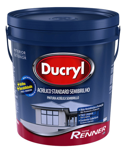 Tinta Ducryl Standard Semibrilho 18l Renner Cor Cinza Absoluto