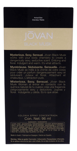Jovan Black Must Perfume 3.25 Colonia Concentrado Spray