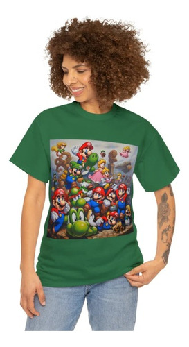 Polera Unisex Mario Bros Game Pricesa Collage Estampado
