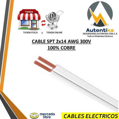 Cable Spt 2x14 Awg 300v 100% Cobre Nacional