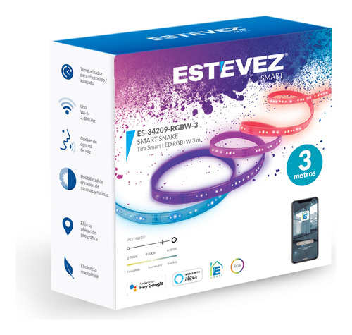 Pack De 4 Tiras Led Rgb Estevez 3 Metros C/u Smart 60w