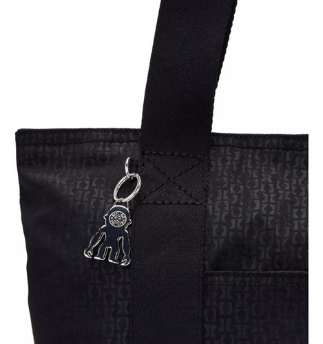Bolsa Kipling Tote Artisanal K Emb Era Acabado De Los Herrajes Níquel Color Negro Correa De Hombro Negro Diseño De La Tela Geometrico