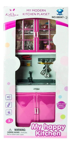 Mini juego de cocina para niños, My Happy Kitchen, módulo de color rosa