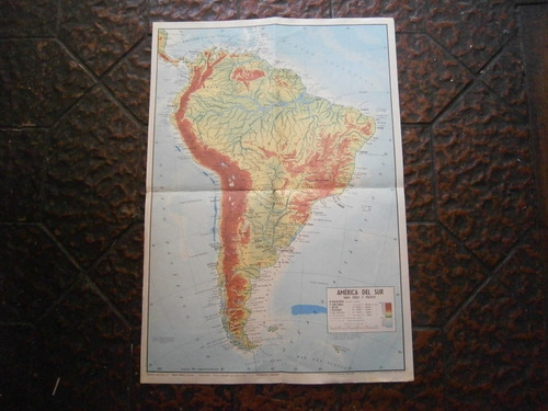 Mapa De América Del Sur . Físico Político . 1987