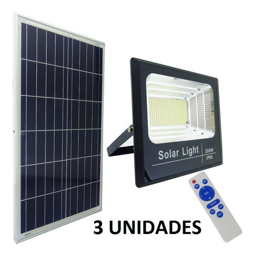 Pack 3 Focos Solares 398 Leds 200w Con Control