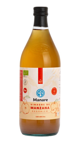 Vinagre De Manzana Orgánico 1000ml Sin Gluten - Manare