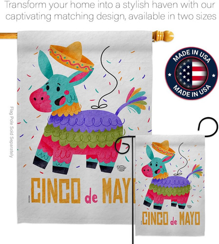Ornament Collection Fiesta Of Mayo Garden Flag Set Soporte D