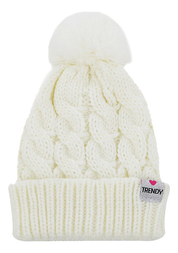 Gorro Nena Tejido Trenzado Lana Pompon Invierno Calentito 