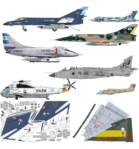 Aviones Argentinos + Uk Malvinas 1:33 Papercraft X Mail