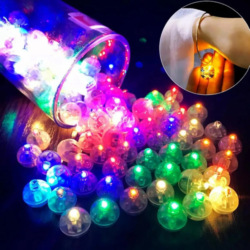 100 Pzs Mini Luces Led Redondas De Globos De Luz De Colores