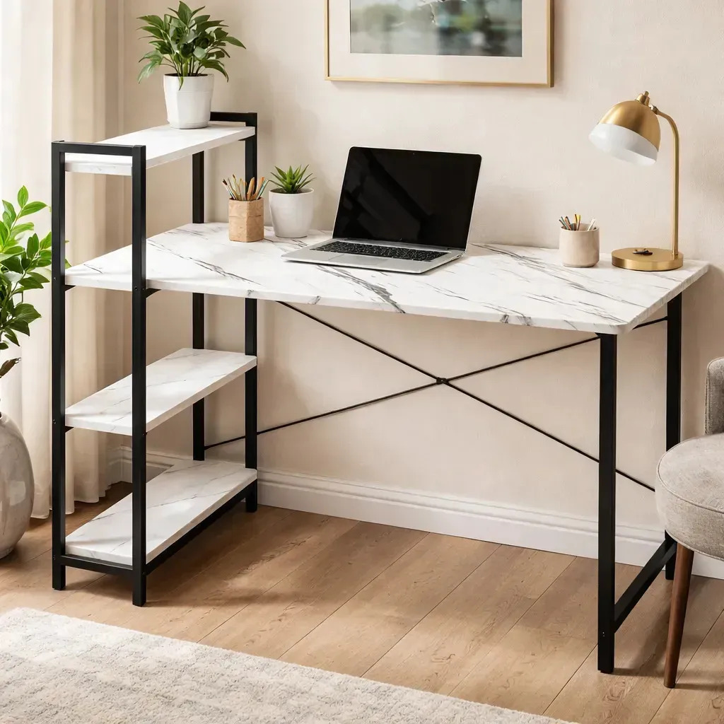 Oficina Minimalista Escritorio Mesa Para Computador Textura Blanca