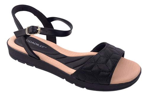 Sandália Piccadilly Slide Anabela Super Leve 410027 Preto