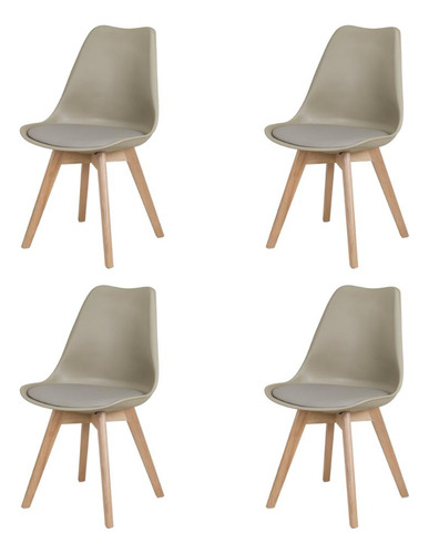 Kit 4 Cadeiras De Jantar Saarinen Wood Nude La Mobilia